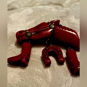 Very vintage Bakelite Horse Brooch